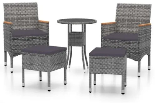 Set Divani da Giardino 5 pz in Polyrattan Grigio