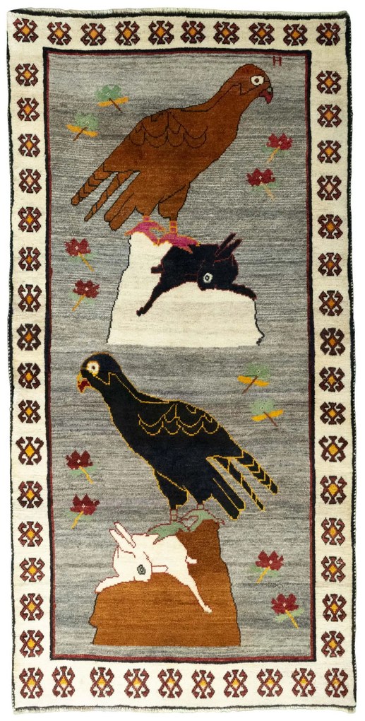 Gabbeh Tappeto persiano 110x220 Nero (Iran) Annodato A Mano