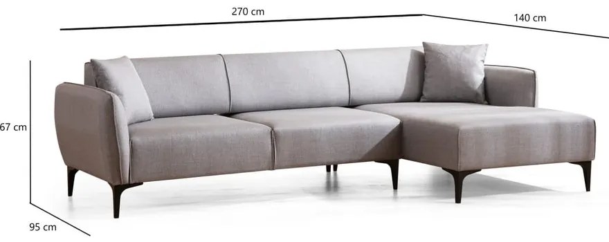 Divano angolare grigio chiaro, angolo destro - Belissimo - Balcab Home