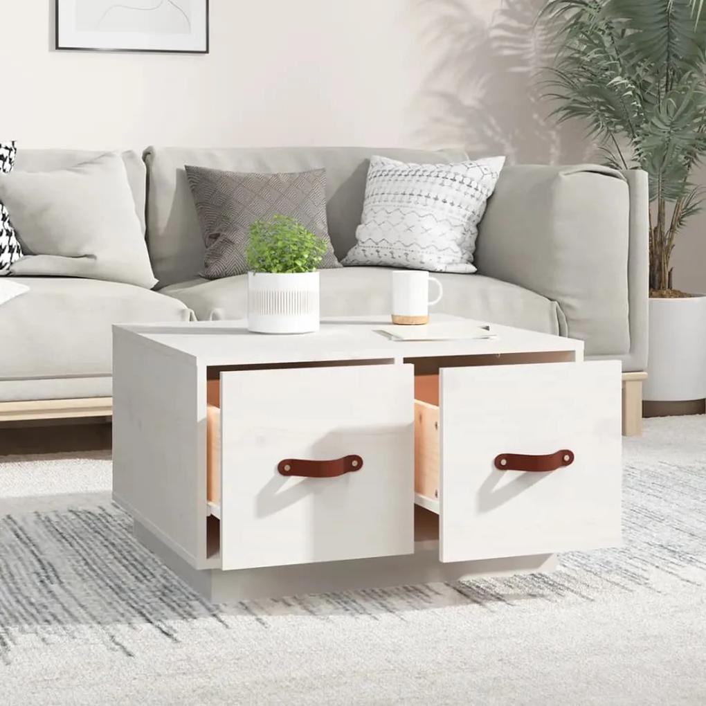 Tavolino da salotto bianco 60x53x35 cm legno massello di pino