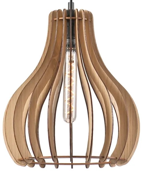 Lampadario a sospensione con filo TUCCI 1xE27/60W/230V diametro 29 cm quercia