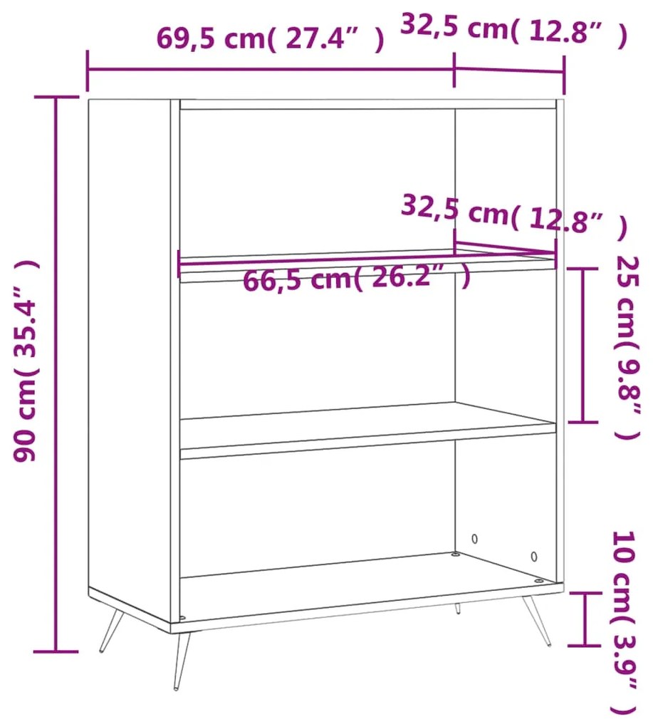 Libreria Rovere Sonoma 69,5x32,5x90 cm in Legno Multistrato