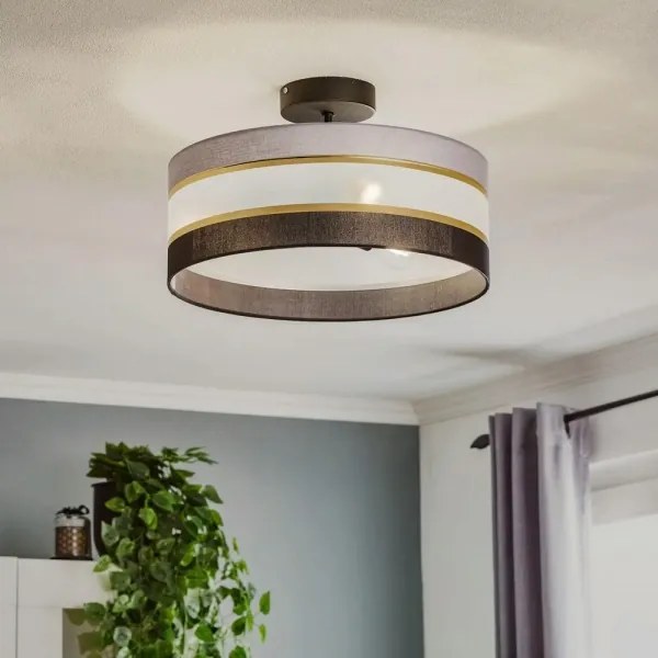 Lampadario a sospensione con supporto rigido HELEN 3xE27/15W/230V nero/grigio/oro