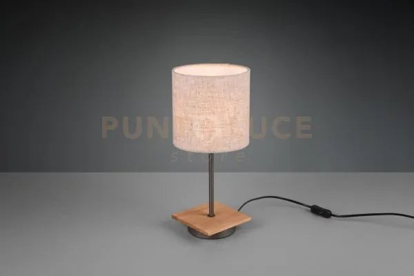 Elmau lampada da tavolo base legno con paralume sabbia h. 40cm 1 lu...