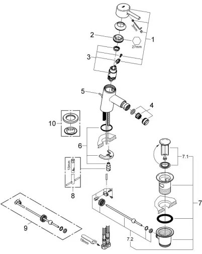 GROHE 32208001 - Miscelatore per bidet CONCETTO DN 15 cromo lucido