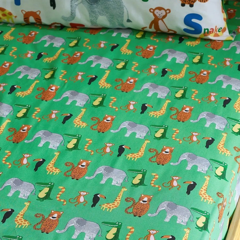 Lenzuolo con angoli per bambini verde per culla 70x140 cm Animal Magic – Catherine Lansfield