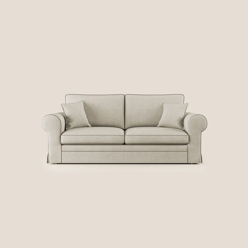 Lady divano classico bicolore in piuma d'oca realizzato con tessuto impermeabile T02 panna - marrone