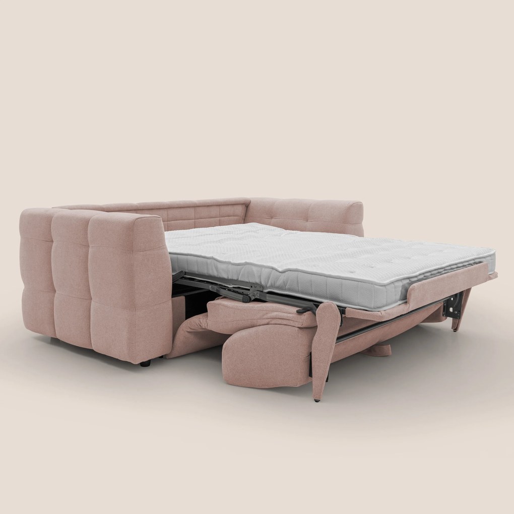 Tender Divano letto matrimoniale dal design innovativo in tessuto bouclet impermeabile T07 rosa