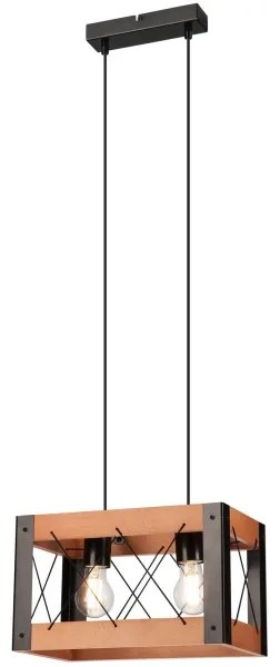 Lampadario a sospensione con filo FRIDA 2xE27/60W/230V nero/marrone faggio