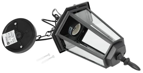 Lampadario da esterno a sospensione con catena 1xE27/60W/230V nero