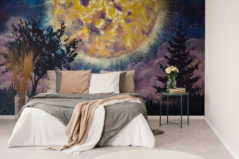 Carta da parati – Luna splendente nel cielo notturno