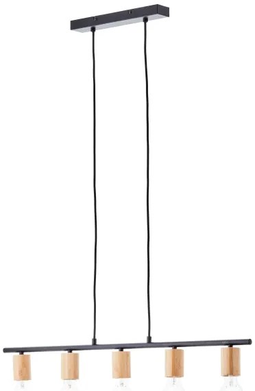 Brilliant - Lampadario a sospensione KERRY su cavo 5xE27/40W/230V nero/bambù