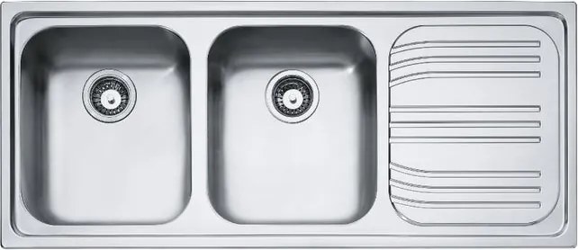 Lavello 2 vasche in inox argento FRANKE Radar RRX 621 L 50 x L 116 cm, sgocciolatoio a destra