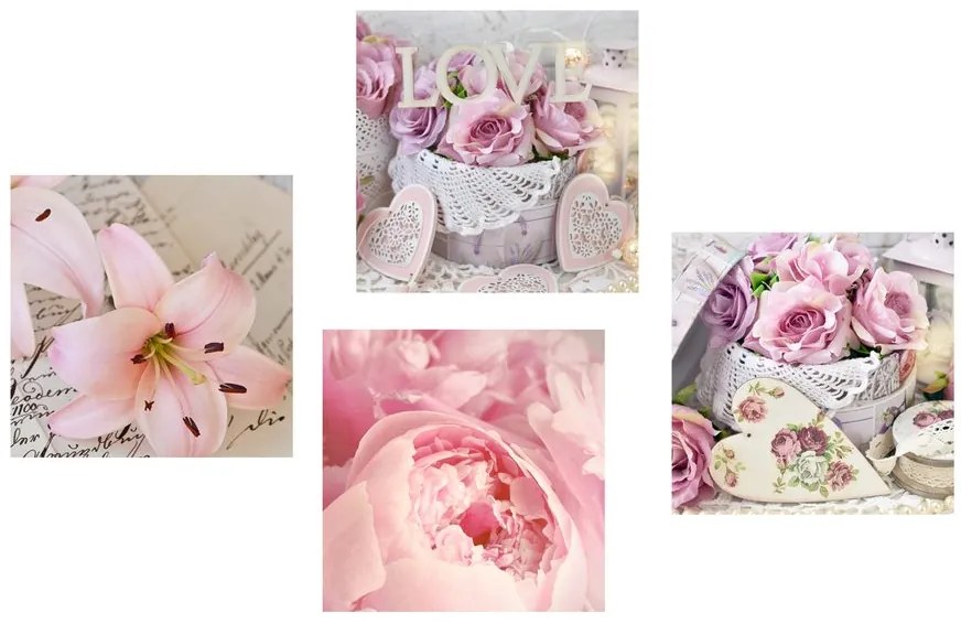 Set di quadri – Cesti vintage con fiori