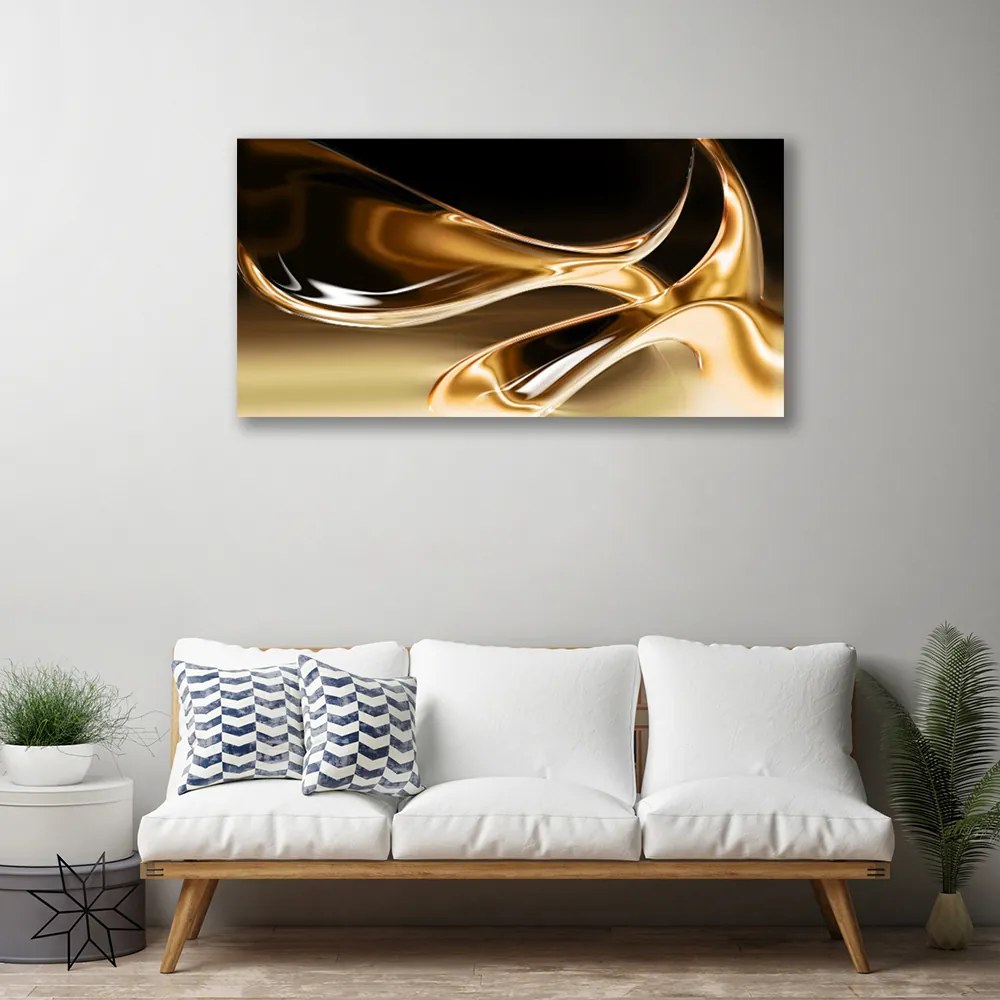 Quadro su tela Arte astratta d'oro 100x50 cm