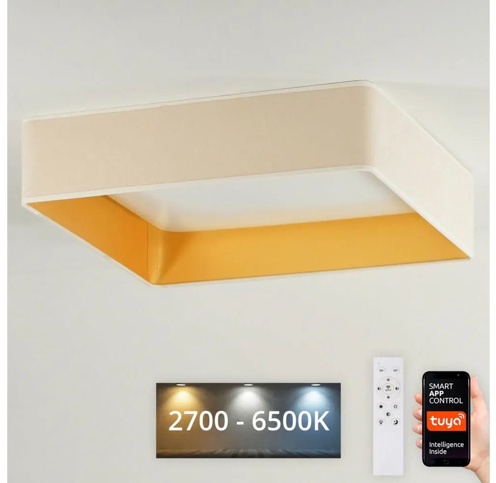 Brilagi-LED Plafoniera dimmerabile VELVET SQUARE LED/36W/230V Wi-Fi Tuya + telecomando colore crema