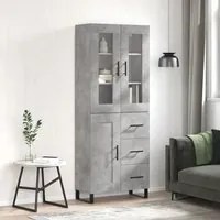 Credenza Grigio Cemento 69,5x34x180 cm in Legno Multistrato 3198685