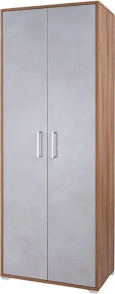 Scarpiera 2 ante grande in legno con ripiani 70x189h cm Noce chiaro anta cemento chiaro