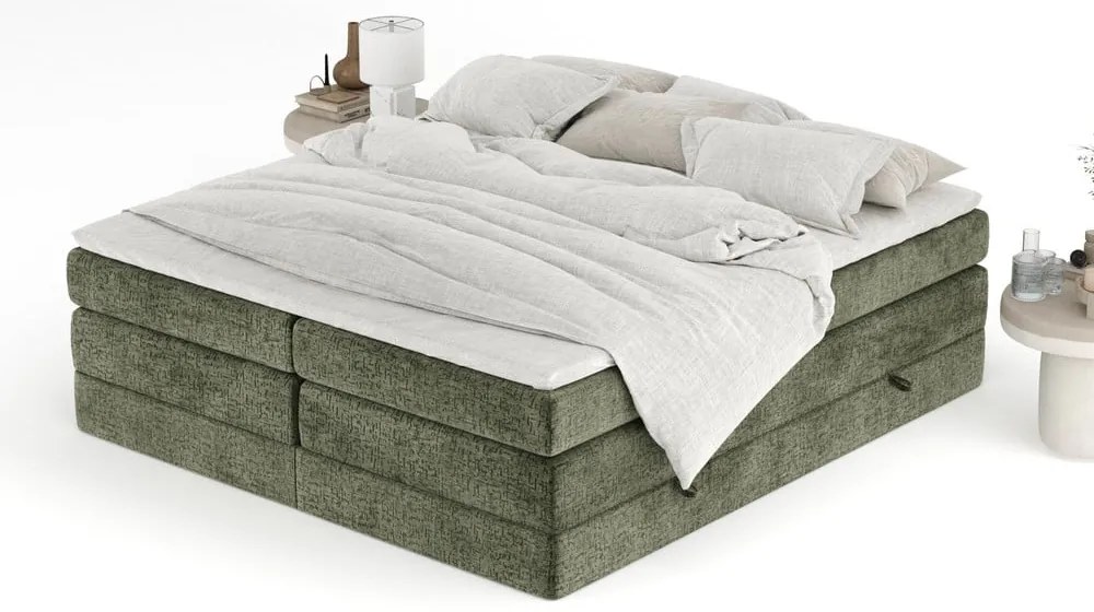 Letto boxspring verde scuro con contenitore/senza testiera 180x200 cm Juniper – Maison de Rêve