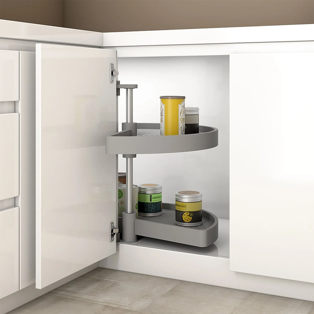 Cestello Girevole Ø75 cm per Mobile da Cucina 90 cm in Plastica Emuca Grigio...