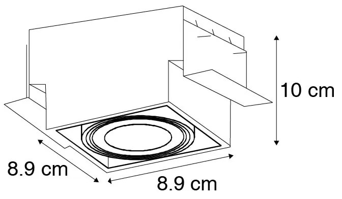 Set di 12 faretti incassati neri GU10 orientabili senza cornice - Oneon