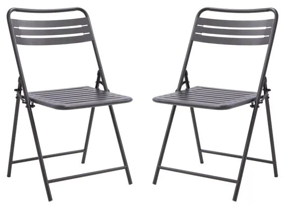 Sedia da giardino in acciaio pieghevole Cafe, seduta in acciaio antracite, set da 2 pezzi