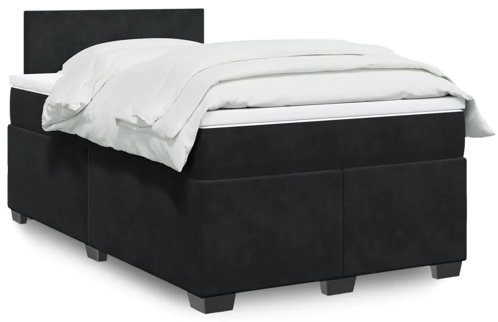 Giroletto A Molle Con Materasso Nero 120x200 Cm İn Velluto /