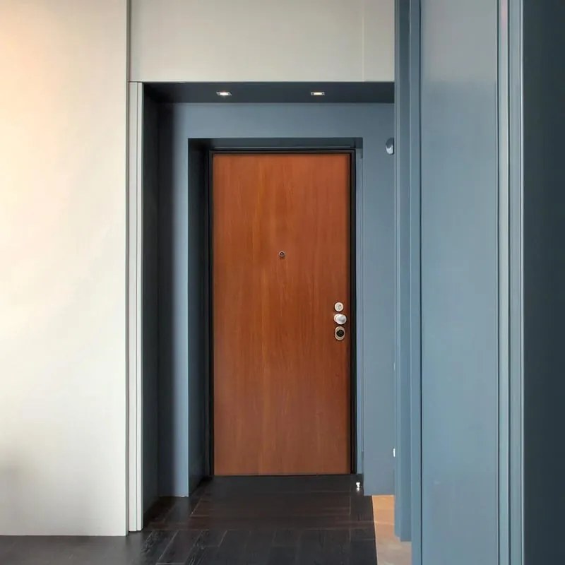 Porta blindata MASTER Service L 80 x H 210 cm in melaminico noce/bianco, apertura spingere a sinistra, falso telaio incluso