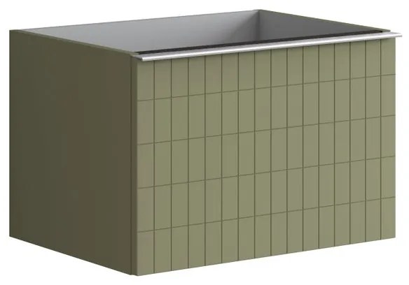 Mobile da bagno sotto lavabo Pixel grid frontale verde salvia e maniglia alluminio brillante laccato opaco L 60 x H 40 x P 45.5 cm 1 cassetto, lavabo non incluso