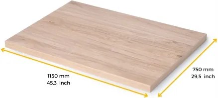 Piano d'appoggio finitura rovere per tavolo 115x75 cm in legno