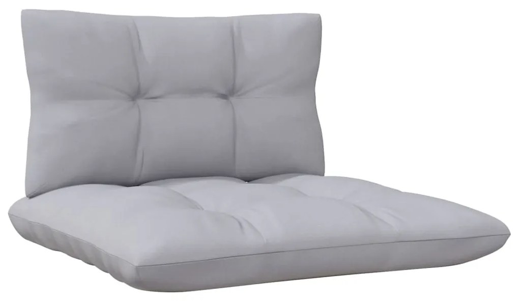 Set divani da giardino 4 pz con cuscini grigi massello di pino