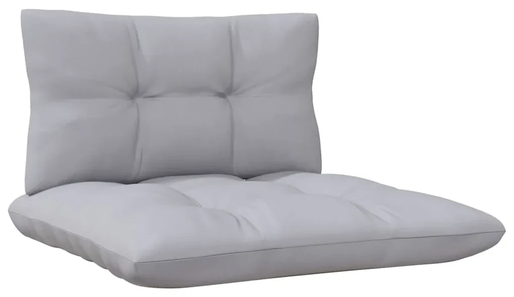 Set divani da giardino 4 pz con cuscini grigi massello di pino