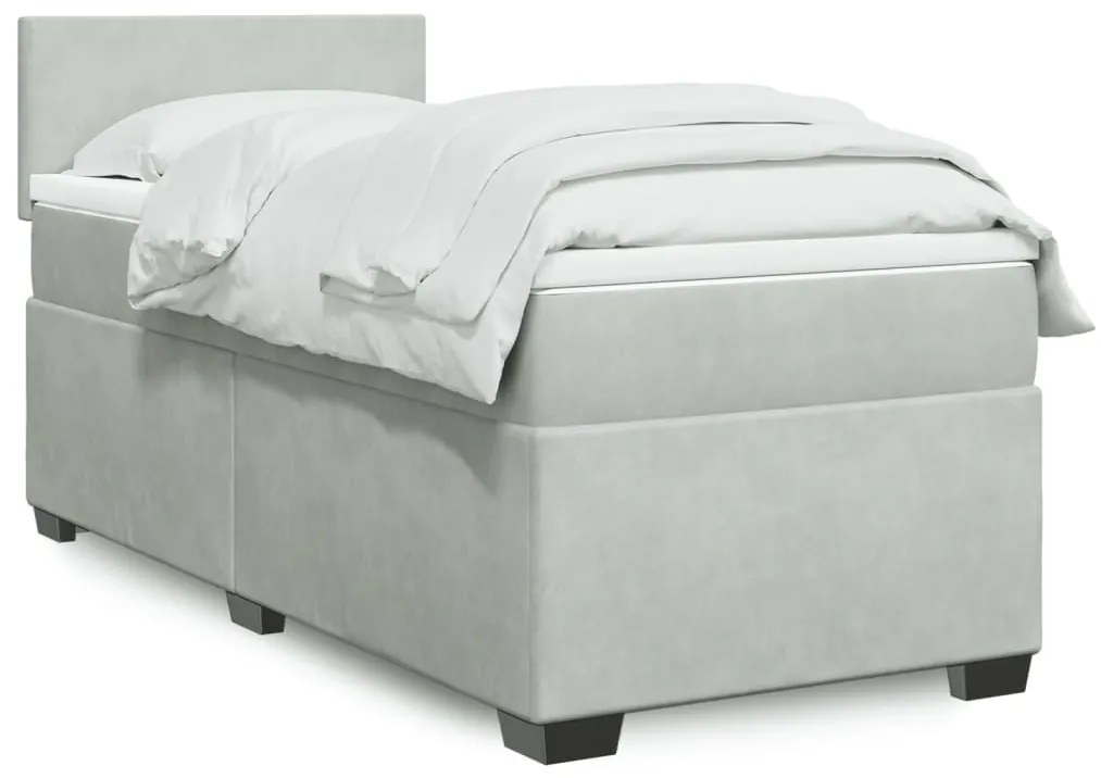 Giroletto A Molle Con Materasso Grigio Chiaro 100x200cm Velluto /