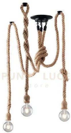 Plafoniera industrial rope canapa 3 luci attacco e27 250cm