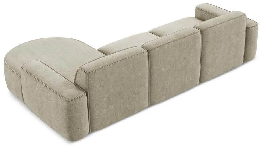 Divano angolare beige (con penisola a destra/con chaise lounge) con rivestimento in ciniglia Omao – Makamii