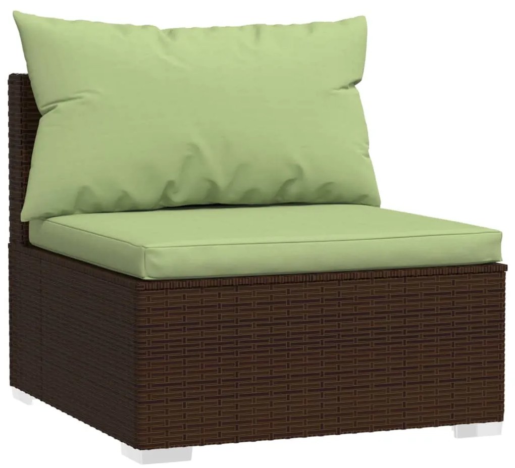 Set Divani da Giardino 13 pz con Cuscini in Polyrattan Marrone