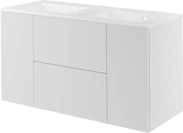 Mobile da bagno sospeso sotto lavabo L 120 x H 64 x P 48 cm bianco laccato opaco, 2 cassetti 2 ante SENSEA Neo