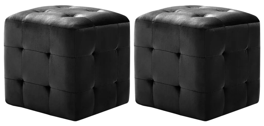 Pouf 2 Pz Nero 30x30x30 Cm İn Velluto /