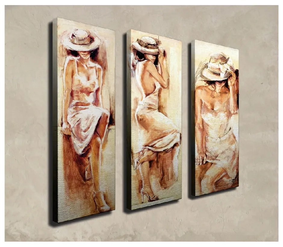 Quadro murale su tela 3 pezzi Romantic Mood - Wallity