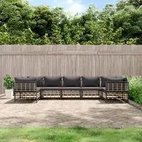 Set Divani da Giardino 7 pz con Cuscini Antracite in Polyrattan 3186801