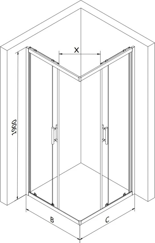 Mexen Rio cabina doccia quadrata 90 x 90 cm, trasparente, oro + piatto Rio, bianco - 860-090-090-50-00-4510