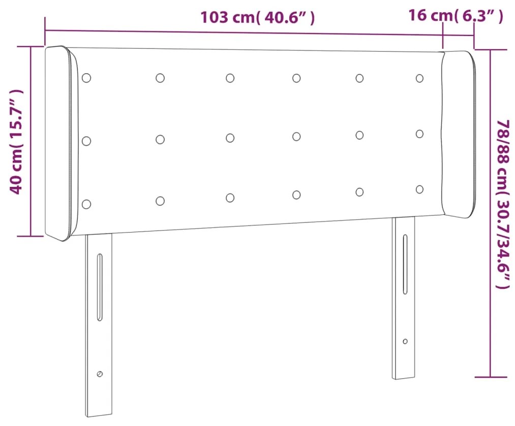 Testiera Cappuccino a LED 103x16x78/88 cm in Similpelle