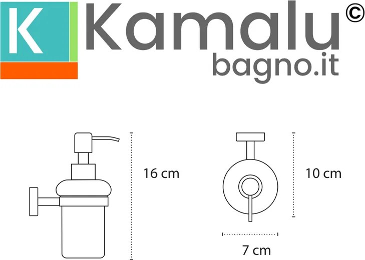 Kamalu - Dispenser di sapone bagno in acciaio inox bianco opaco e vetro | Monde-B