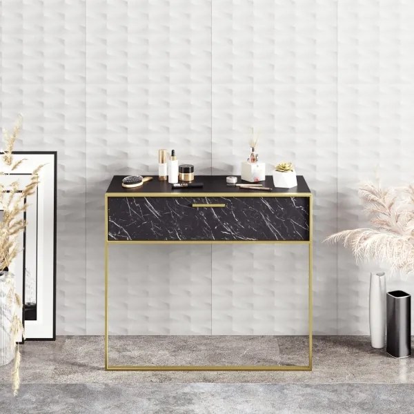 Consolle da parete POLKA 76,8x90 cm oro/nero