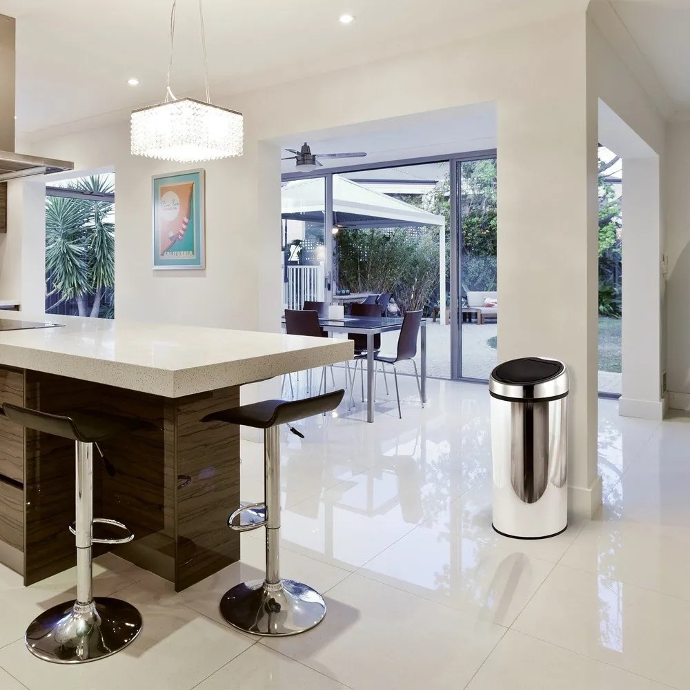 Cestino per la spazzatura color argento lucido in acciaio touch 30 l – MSV