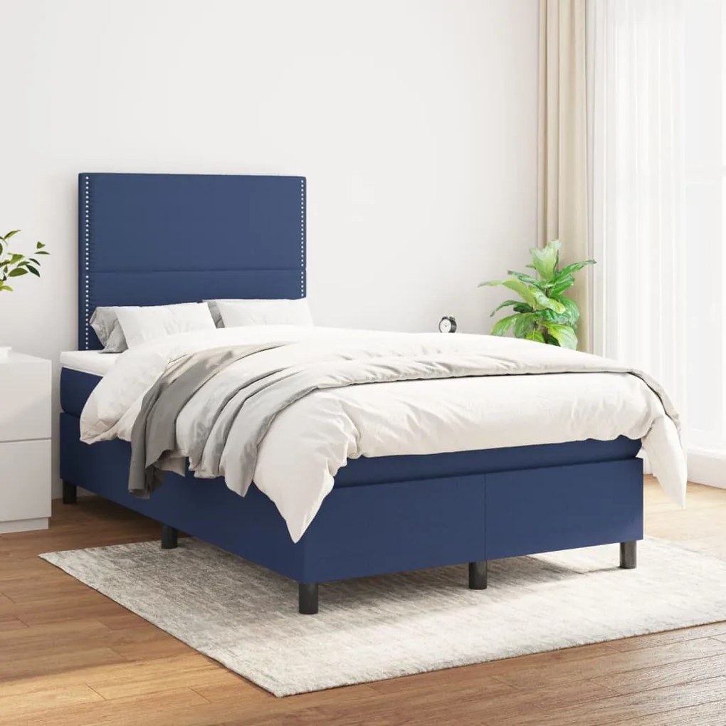 Giroletto A Molle Con Materasso Blu 120x200 Cm İn Tessuto /