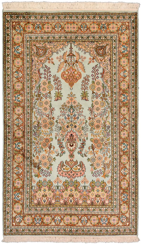 Cashmere Silk Tappeto 100 x 160 Beige (Indian) Annodato A Mano