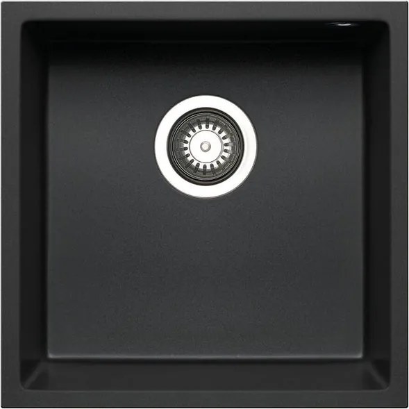 Lavello integrato 1 vasca in granito nero PYRAMIS Tetragon L 40 x L 40 cm