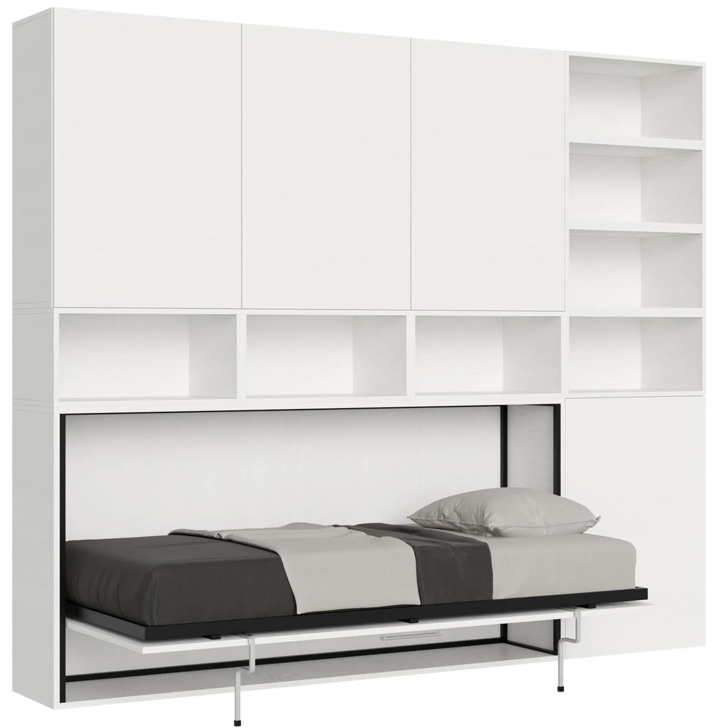 Letto a scomparsa singolo orizzontale Kando con materasso e composizioni disponibili, E / Incluso