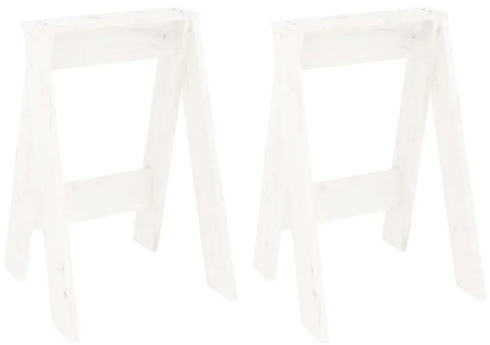 Sgabelli 2 pz bianchi 40x40x60 cm in legno massello di pino